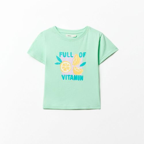 Camiseta verde estampada para niña