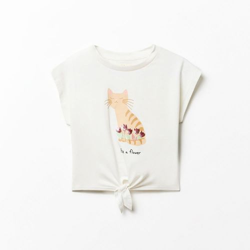 Camiseta blanca estampada para niña