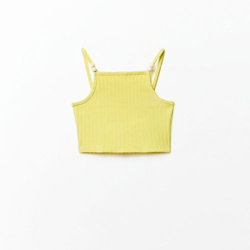 Blusa amarilla acanalada para niña