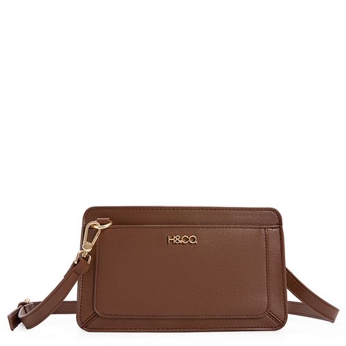 Cartera crossbody H&Co belle color café para mujer