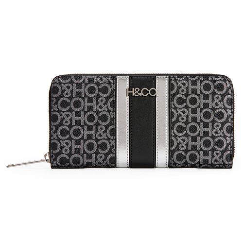 Billetera zip around H&Co color negro para mujer