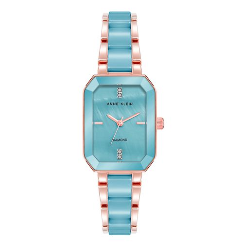 Reloj Anne Klein análogo de metal y cerámica combinado celeste-rose gold para mujer