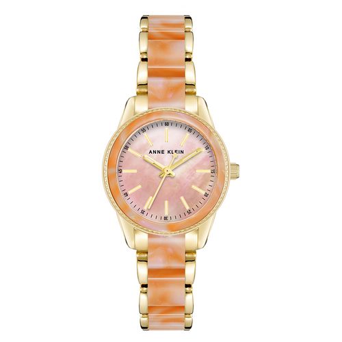 Reloj Anne Klein análogo metálico combinado dorado y coral para mujer