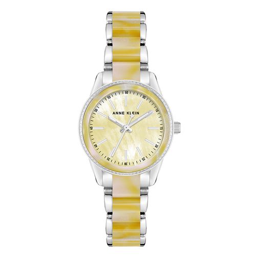 Reloj Anne Klein análogo metálico combinado plateado y amarillo para mujer