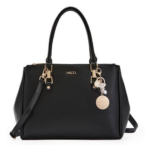 Cartera satchel H&Co Milla color negro para mujer