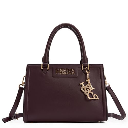 Cartera satchel H&Co Bellagio color borgoña para mujer