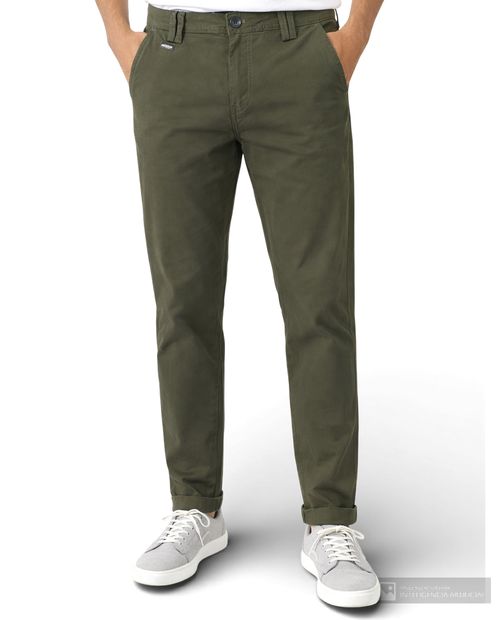 Pantalón chino Unexpected slim fit verde olivo heather para hombre