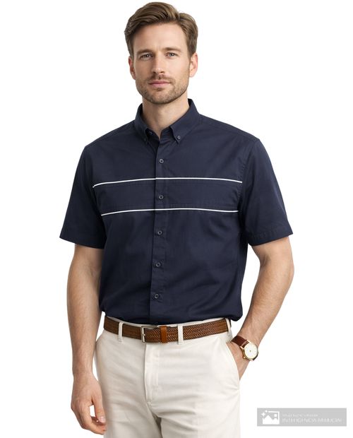 Camisa casual Gents azul navy texturizada para hombre