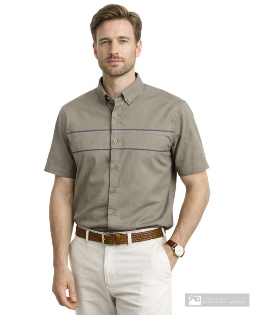 Camisa casual Gents verde olivo heather para hombre