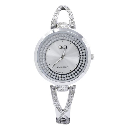 Reloj Q&Q análogo de metal plateado para mujer