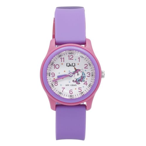 Reloj Q&Q análogo de resina color morado para niña