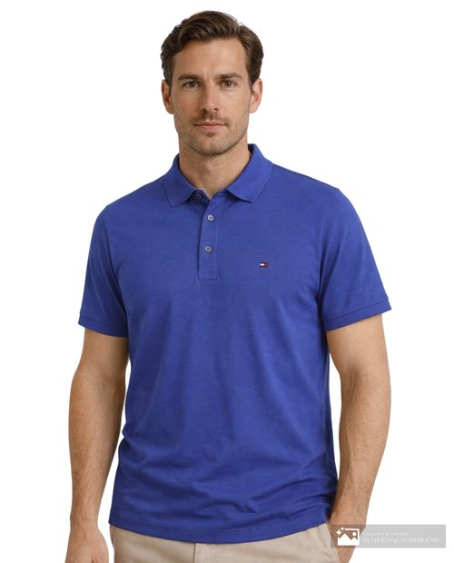 Camisa polo Tommy Hilfiger regular fit azul heather para hombre