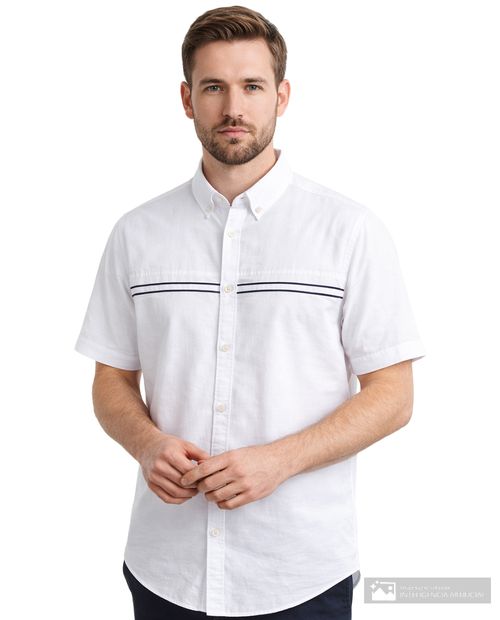 Camisa casual Gents blanca texturizada para hombre
