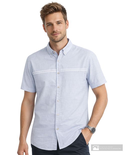 Camisa casual Gents celeste heather texturizada para hombre