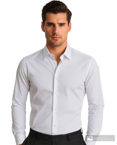 Camisa formal Carven custom fit blanca sólida para hombre