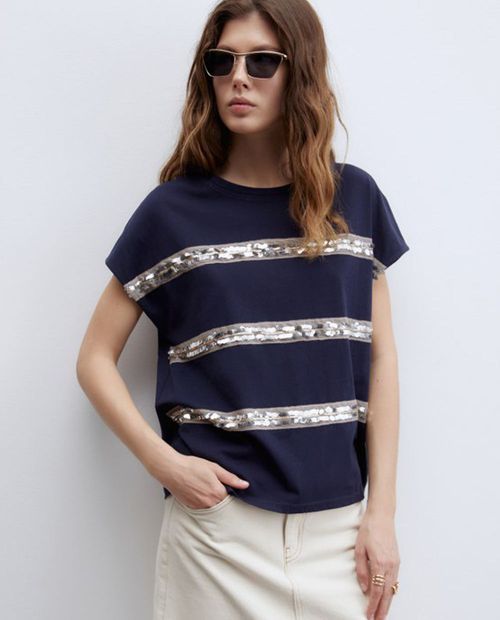 Camiseta Sfera azul manga corta para mujer