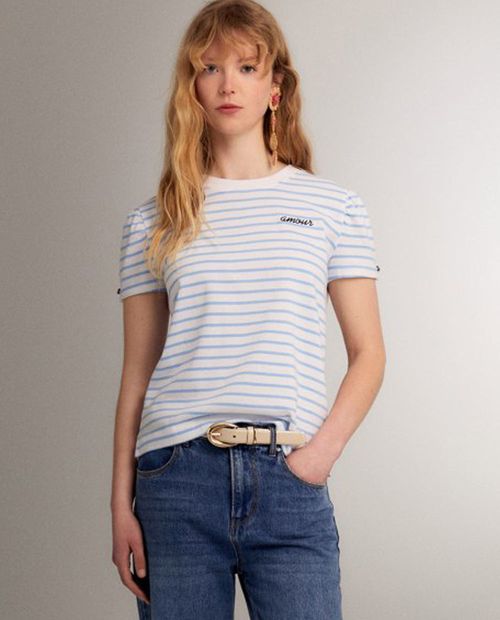Camiseta Sfera rayada manga corta para mujer