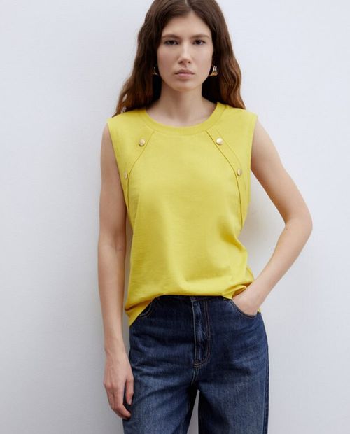 Camiseta Sfera tank top amarilla sin mangas para mujer