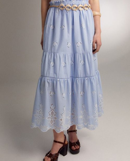 Falda Sfera maxi azul de cintura alta para mujer
