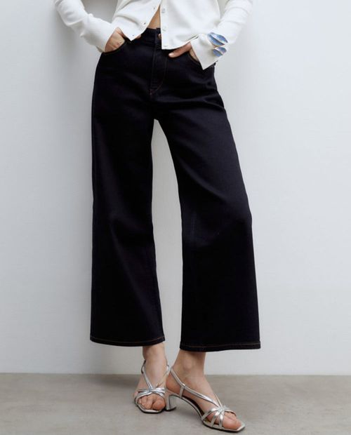 Jeans Sfera culotte azul de cintura alta para mujer