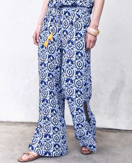 Pantalón Sfera palazzo estampado de cintura alta para mujer