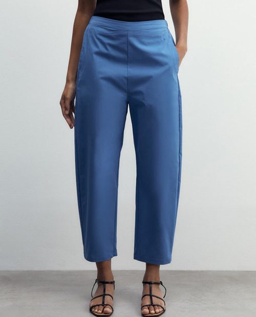Pantalón Sfera capri azul de cintura alta para mujer