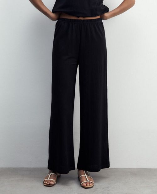 Pantalón Sfera wide leg negro de cintura alta para mujer