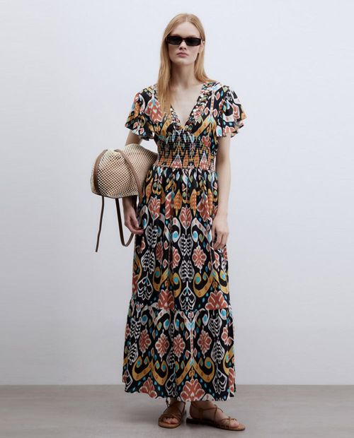 Vestido Sfera maxi estampado manga corta para mujer