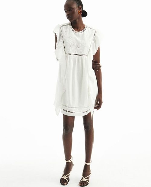 Vestido Sfera casual blanco manga corta para mujer