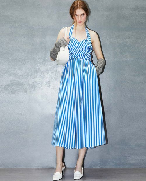 Vestido Sfera midi rayado de tirantes para mujer