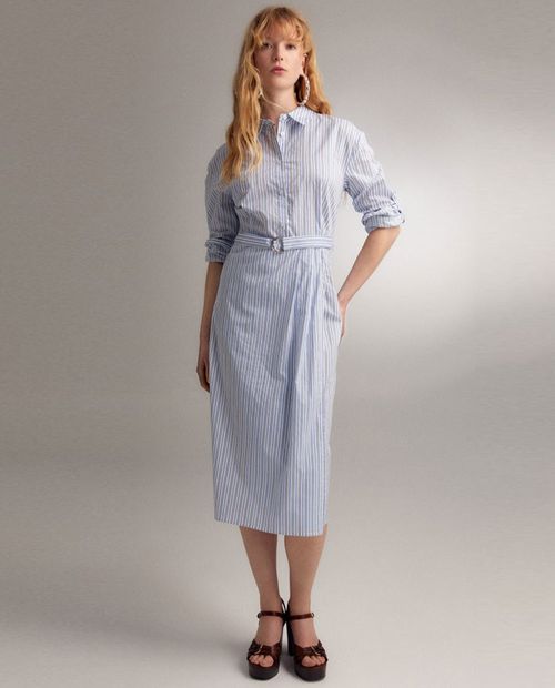 Vestido Sfera midi rayado manga larga para mujer