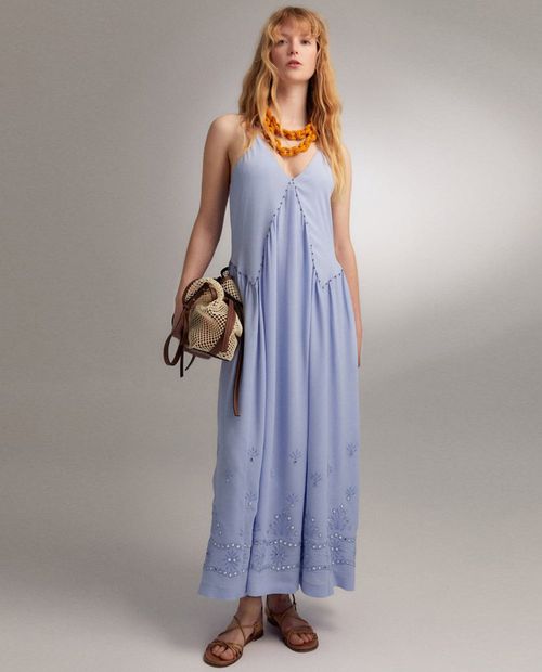 Vestido Sfera maxi azul de tirantes para mujer