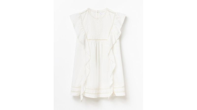 Vestido Sfera casual blanco manga corta para mujer