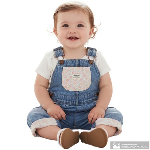 Overol multicolor denim para bebé niña