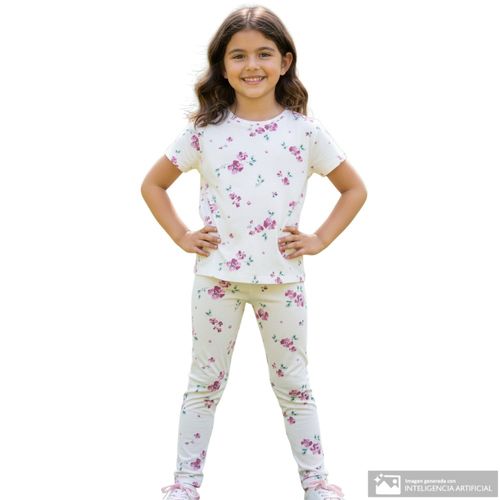 Leggins beige estampado para niña
