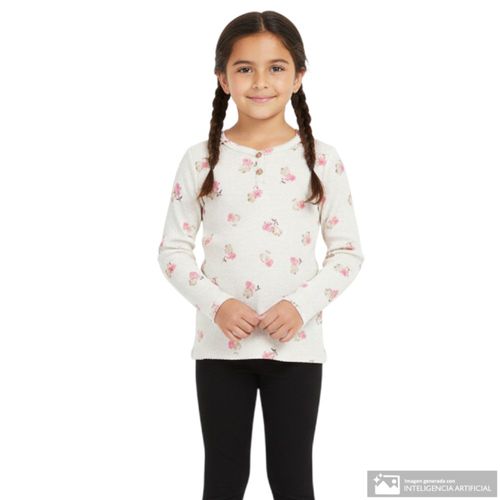 Blusa beige estampada para niña