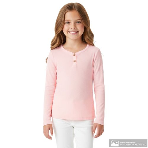 Blusa rosada acanalada para niña