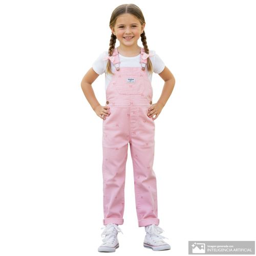 Overol rosado estampado para niña