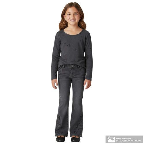 Jeans gris flare para niña