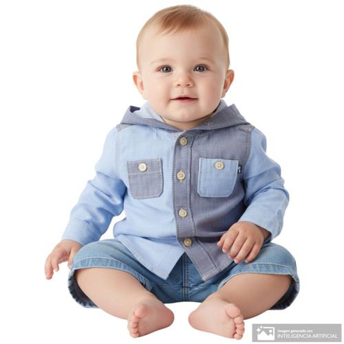 Camisa bicolor con capucha para bebé niño