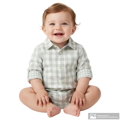 Mameluco bicolor cuadriculado para bebé niño