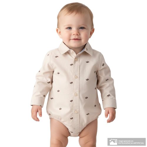 Mameluco beige estampado para bebé niño