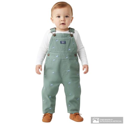 Overol verde estampado para bebé niño