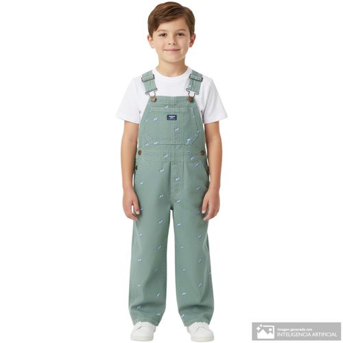Overol verde estampado para niño