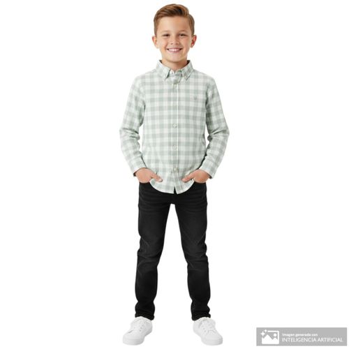 Camisa bicolor cuadriculada para niño