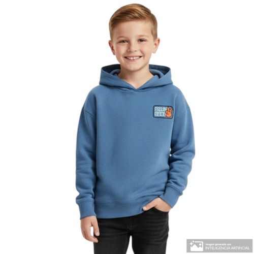 Suéter azul hoodie estampado para niño