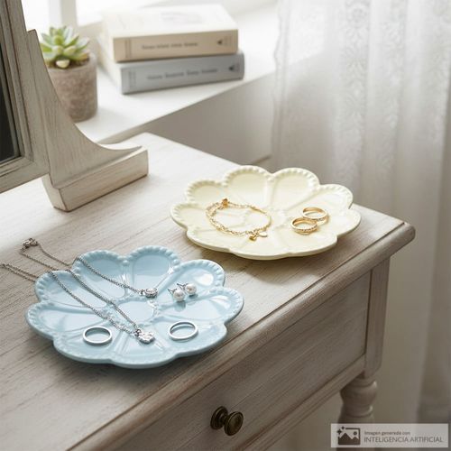 Joyero de bandeja con forma de flor color surtido 10 cm