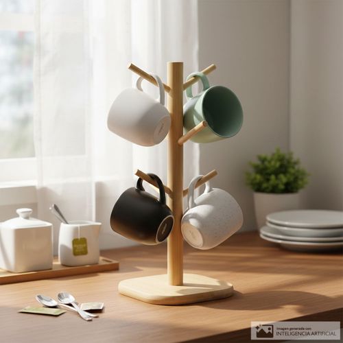 Rack de madera para tazas 16x34.5 cm