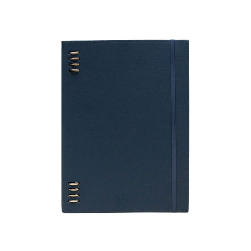 Libreta azul marino con espiral y banda elástica