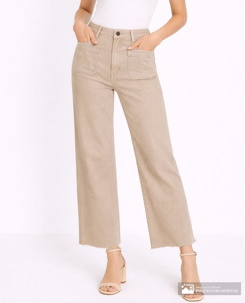 Jeans Unexpected wide leg beige de cintura alta para mujer